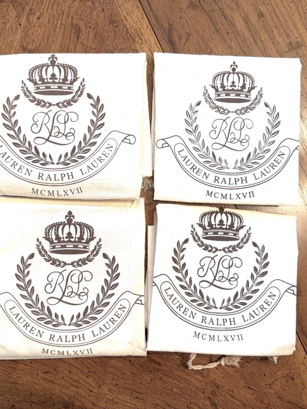 Lauren Ralph Lauren Square Cotton Dust Bags (Set of 4 Bags) for Handbags - New